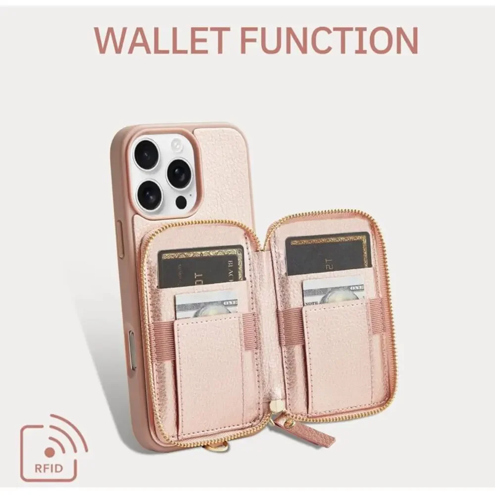 ZVE Rose Gold Wallet Case for iPhone 13 Pro Max